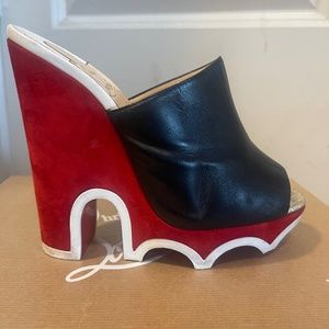 Christian Louboutin Mulacramp 140MM Red Sole Platform Wedge Sandals Women's 37.5